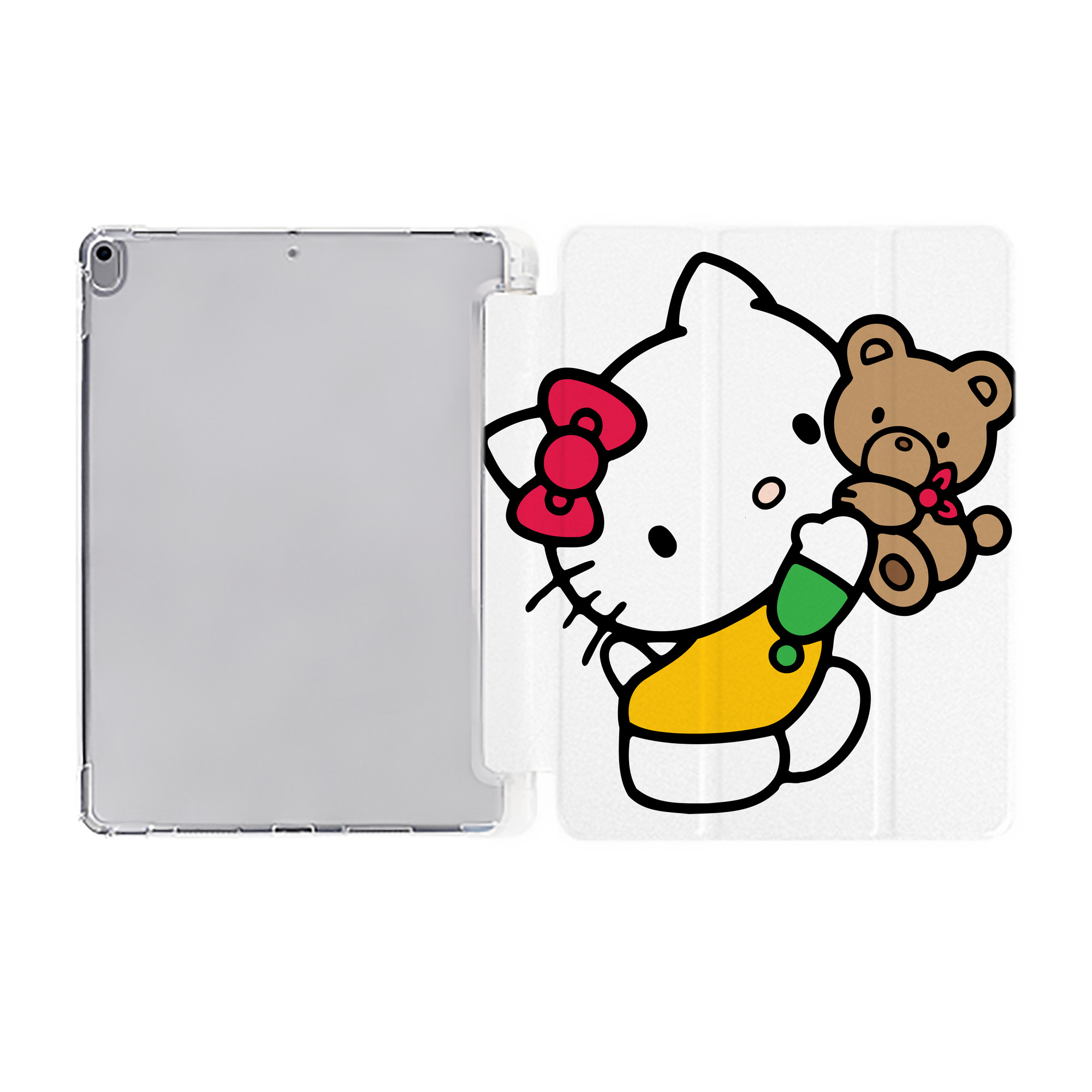 （画像用） Hello Kitty ハローキティ IPad ケース ペン収納付き 三つ折りスタンド PUレザー×シリコン 対応機種9.5/10.5/10.9インチ